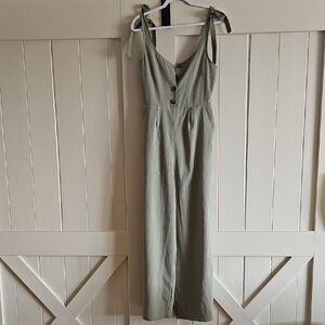 Style Rack Sage Green Tie-Shoulder Wide-Leg Jumpsuit